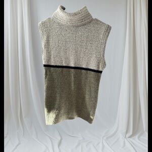 Rue 21 Y2K Colorblock Sleeveless Knit Turtleneck Sweater Medium Gray Green
